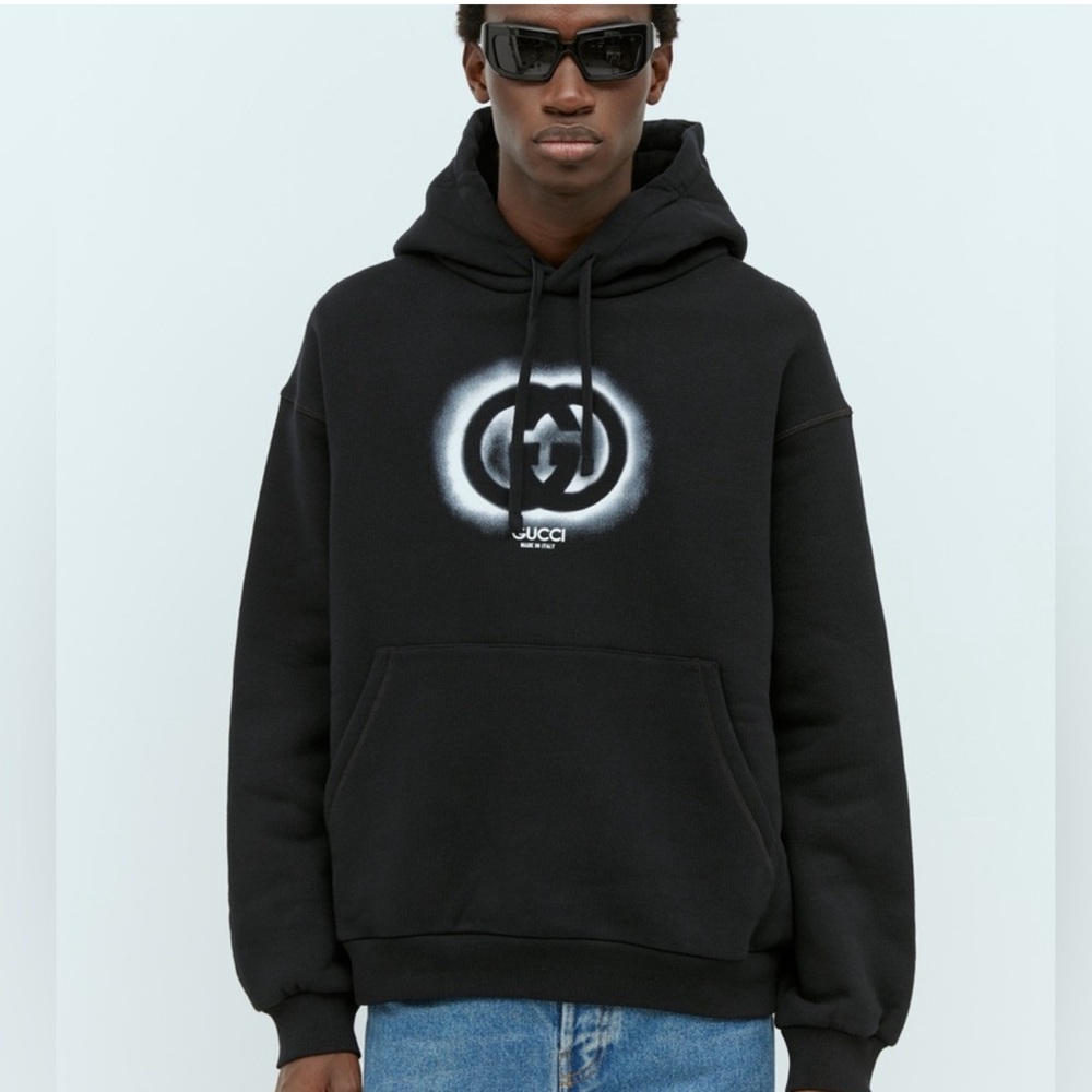 Authentic Gucci Black Logo Hoodie, New